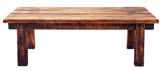 Old wooden table isolated on transparent background