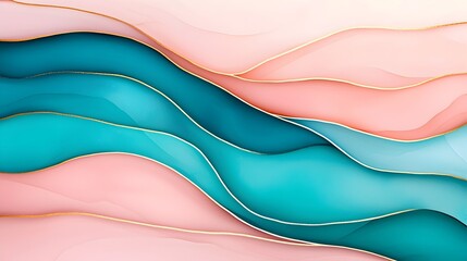 Leinwandbilder - Mesmerizing Fluid Marble Swirls of Turquoise Pink and Gold   Abstract Background with Vibrant Watercolor Inspired Marbling