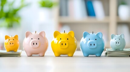 Poster - Close up shot of piggy bank and cash money showcasing personal savings budgeting and financial management concepts  This image represents the importance of financial planning investment