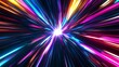 © Chaikit - kaleidoscopic color burst, neon light trails, deep space backdrop, fractal-like composition, futuristic sci-fi aesthetic
