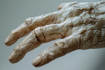 Wall Mural - A detailed representation of a prosthetic hand made with skin-like material, showcasing its lifelike texture and functionality. Generative AI