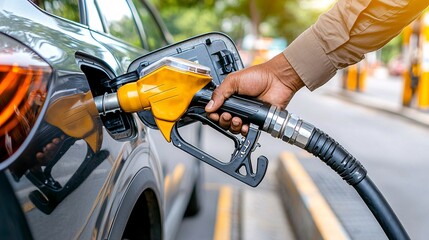 Refueling Vehicle at Gas Station during Daylight