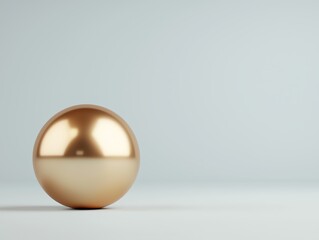 Fototapete - A golden sphere placed on a subtle, neutral background. The smooth surface reflects light, creating a striking visual effect that suggests luxury and elegance.