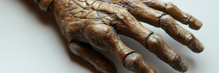 Aufkleber - A detailed view showcases a lifelike prosthetic hand made from skin-like material, highlighting its intricate design and functionality. Generative AI