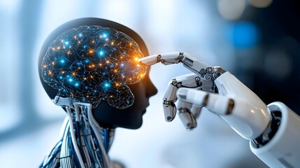 Leinwandbilder - icons for intelligence featuring digital brains robotics and cloud computing services on a white background  Representing the latest advancements in machine learning data science and IT technology