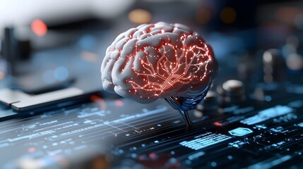 Fototapete - Detailed depicting neural network pathways algorithmic processing and predictive analytics used in intelligence and machine learning systems