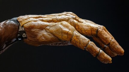 Aufkleber - A detailed close-up of a prosthetic hand featuring realistic skin-like material, highlighting the intricate design and craftsmanship. Generative AI