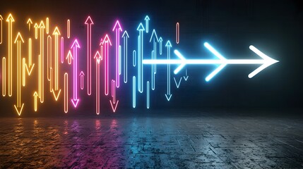 Aufkleber - Glowing Arrow of Vivid Luminous Beam Surging Across the Deep Black Expanse with Fluid Motion and Dynamic Energy