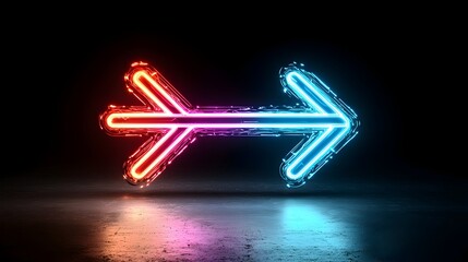 Fototapete - Dramatic dynamic arrow shaped formation of vibrant glowing light beams rushing forward with a sleek powerful and energetic appearance against a dark dramatic background