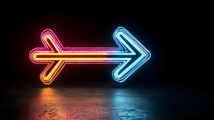Aufkleber - Elegant abstract image featuring a striking arrow shaped composition of vivid light beams pointing to the right with a strong sense of dynamic flow and speed set against a deep black background