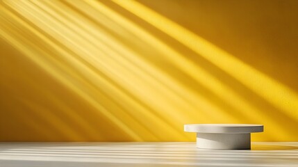 Aufkleber - Stunning 3D rendered golden podium placed against a minimalist background with soft light rays gently illuminating the scene to create a luxurious and sophisticated atmosphere
