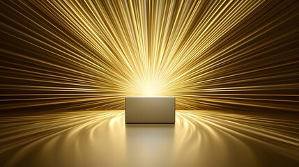 Leinwandbilder - Majestic golden 3D podium on a radiant luminous background with gleaming light rays creating an elegant grand and opulent display  This image exudes a sense of prestige triumph and divine brilliance