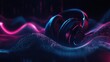 © savittree - Futuristic Headphones with Vibrant Digital Waves