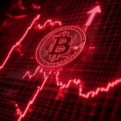 bitcoin market graph red illustration