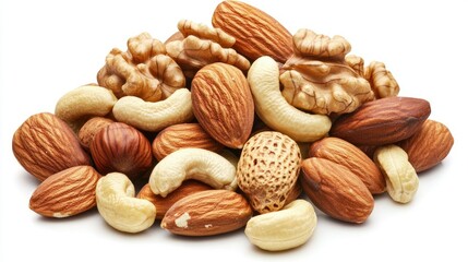 Assorted Nuts on a White Background