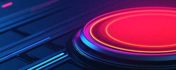 Abstract futuristic technology background with glowing circular elements.