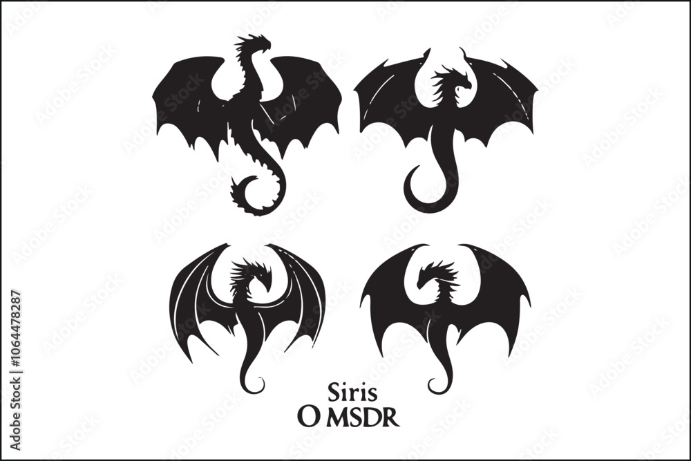 Fancy Dragon Vector File Dragon Silhouette SVG Bundle | Mythical Creature Vector Clipart for ...