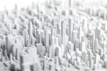 Fototapete - Cityscape Illustration With Skyscrapers At The Waterfront isolated On A white Background.
