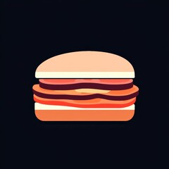 Minimal Burger Icon on Black Background	