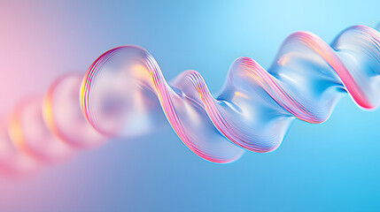 Fototapete - A captivating, abstract image featuring a colorful, swirling ribbon against a soft blue background, evoking a sense of motion and fluidity.