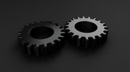 Two interlocking gears working smoothly together, symbolizing teamwork, precision, and mechanical efficiency, highlighting the concept of synchronization and seamless function in engineering 