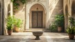 © SETSU NART - Serene Courtyard with Architectural Details and Plants