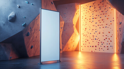 Mockup. Dynamic Climbing Wall, Vibrant Orange, Energetic Vibe  