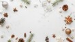 © xu - A Stunning Christmas Border with Lavish Decorations on a Pure White Background
