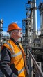 © Sawitree88 - An elderly engineer quietly inspects an oil pipeline, a refinery location, safety equipment, and the oil industry..