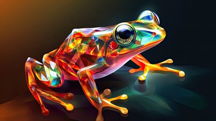 Poster - A Vivid, Abstract Depiction of a Frog with Geometric Details