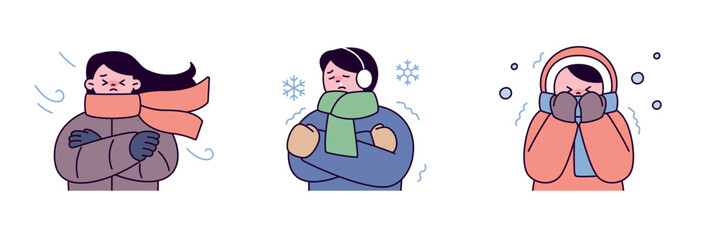 Wall Mural - people wearing winter clothes are shivering in the cold.