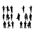 © PixelSaga MH2  - Silhouettes of Various Professions in Black and White. Silhouettes of Various Professions