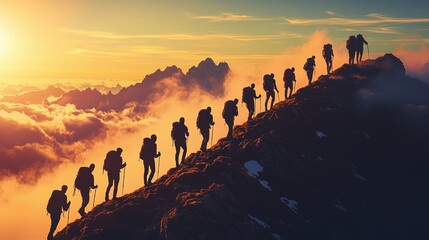 Poster - Leaders overcome challenges and embrace resilience while climbing mountains of business success