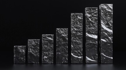 Leinwandbilder - Dark Marble Bar Graph Representing Growth