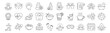 © Jolly J - Wellness, Self-Care line icon set. Vector pictograms of mental clarity, fitness, nutrition, relaxation, meditation, mental health, stress relief, body-mind connection thin linear illustration.