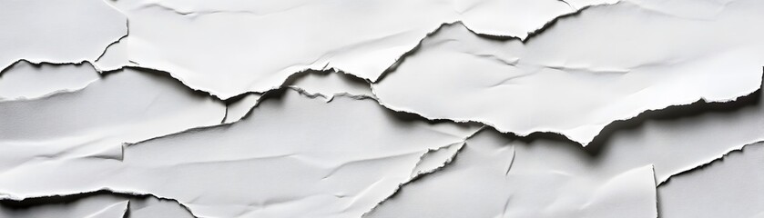 Wall Mural - Crumpled and Torn White Paper Texture