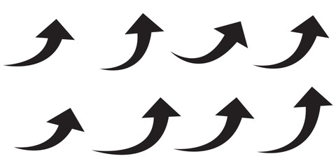 Wall Mural - arrow up icons. set of curve rise increase arrows. growth pictogram isolated. vector illustration.