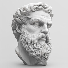 Hyper Realistic Greek Statue Head on White Background