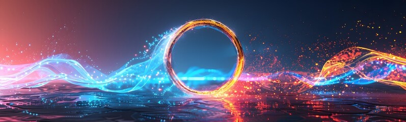 neon symbol loop sign light background 3d line abstract infinite glow digital blue shape concept ico