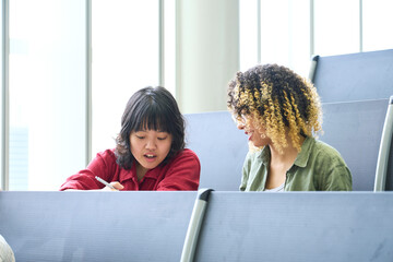 Poster - student, university student, class, study, international student, studying abroad, friend, global, international, japanese, asian, foreigner, multinational, diversity, inclusion, african american, mul