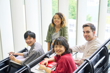 Poster - student, university student, studying abroad, international student, classroom, university, lesson, study, lecture, friend, global, international, japanese, asian, foreigner, multinational, diversity,