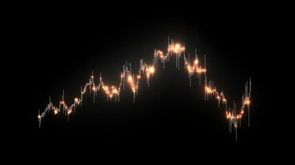Fototapete - Glowing Stock Market Chart on Black Background