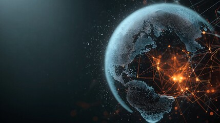 Wall Mural - colorful globe with network connections in space