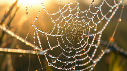 Morning Dew Drops on Spider Web
