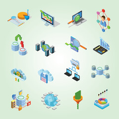 Wall Mural - Data Analyses Elements Isometric Icons Set