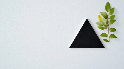 A minimalist painting featuring a single black triangle on a white canvas, evoking a sense of balance and simplicity.