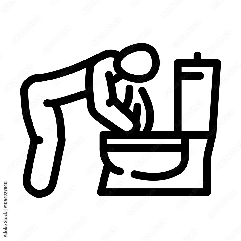 nausea vomiting disease symptom line icon vector. nausea vomiting ...