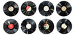 © madyshah783 - Pack of Damaged vinyl record set against transparent background for discussions on record repair, music issues, or vintage audio equipment