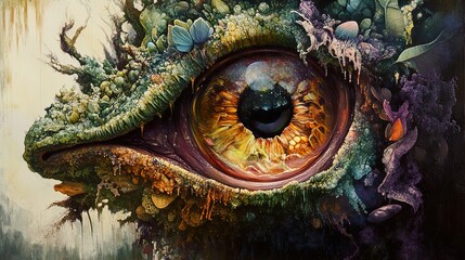 Wall Mural - close-up of a mythical creature's eye - fantasy art