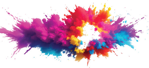 Wall Mural - Bright colorful watercolor splash splatter stain brush strokes on white background. Modern vibrant aquarelle spot. Aquarelle explosion on white. Element. Vector watercolor illustration isolated design